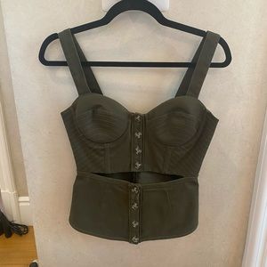 Self-Portrait Olive Green Corset Top